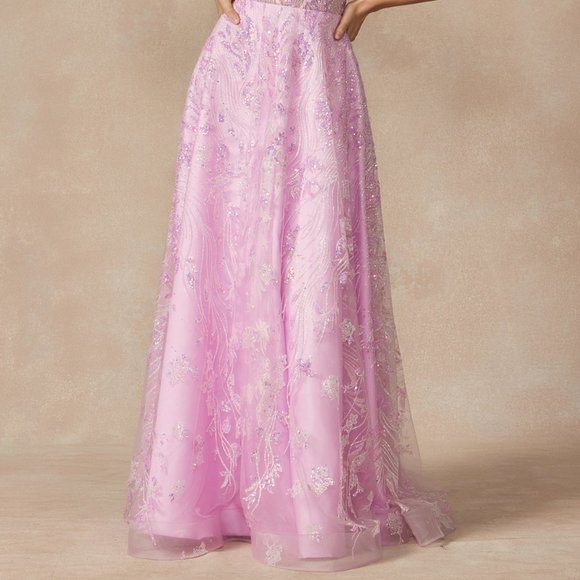 NEW LONG OFF THE SHOULDER STRAPLESS A-LINE GOWN EMBROIDERED WITH SEQUINS JT 2404 - Picture 6 of 9